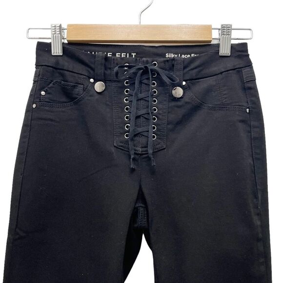 Laurie Felt Black Silky Denim Lace-Up Fly Boot-Cut Flare Jeans Size XXS 26 | 2 - Picture 6 of 13